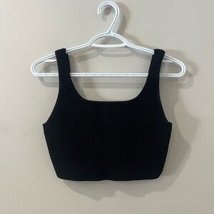 Babaton Black Ribbed Crop Top